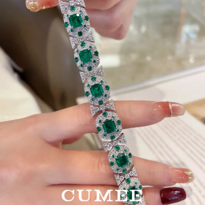 Diamond Cultivated Synthetic Emerald Bracelet. - Maison Novaire #