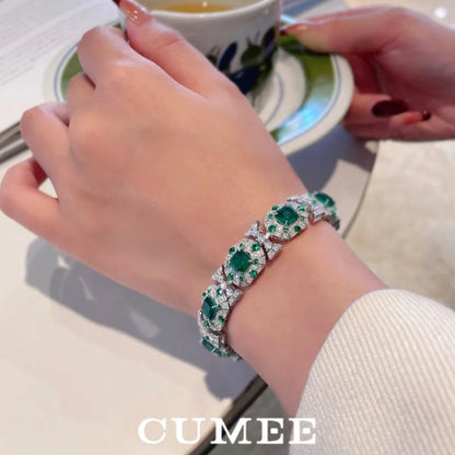 Diamond Cultivated Synthetic Emerald Bracelet. - Maison Novaire #