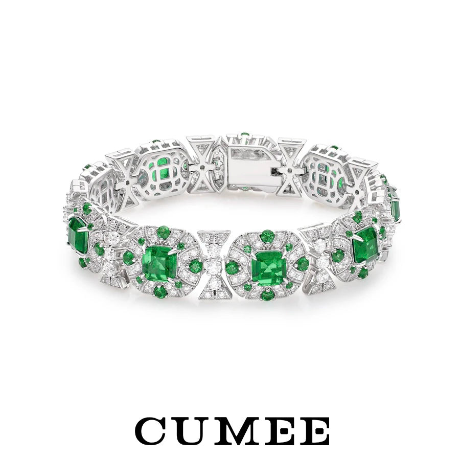 Diamond Cultivated Synthetic Emerald Bracelet. - Maison Novaire #