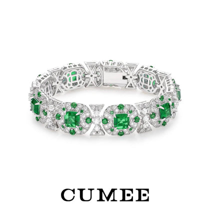Diamond Cultivated Synthetic Emerald Bracelet. - Maison Novaire #