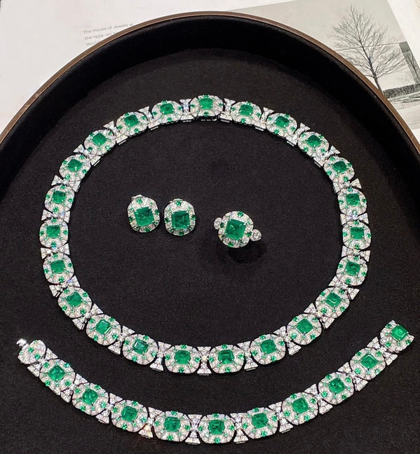 Diamond Cultivated Synthetic Emerald Bracelet. - Maison Novaire #