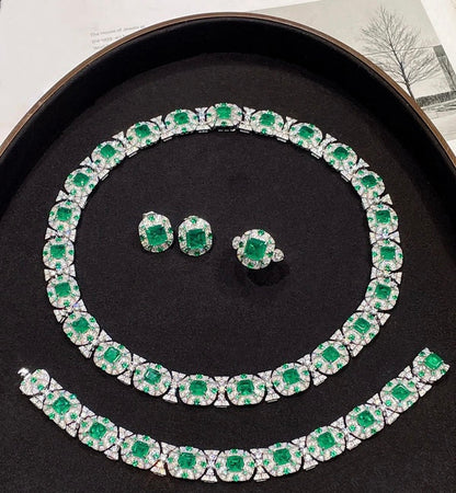 Diamond Cultivated Synthetic Emerald Bracelet. - Maison Novaire #