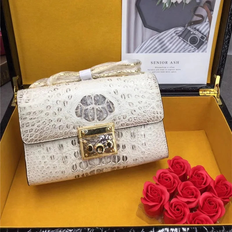 Exotic Crocodile Small Purse | Genuine Alligator Flap Bag | Chain Shoulder - Maison Novaire #