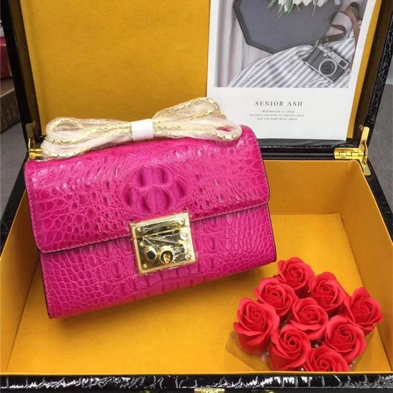 Exotic Crocodile Small Purse | Genuine Alligator Flap Bag | Chain Shoulder - Maison Novaire #