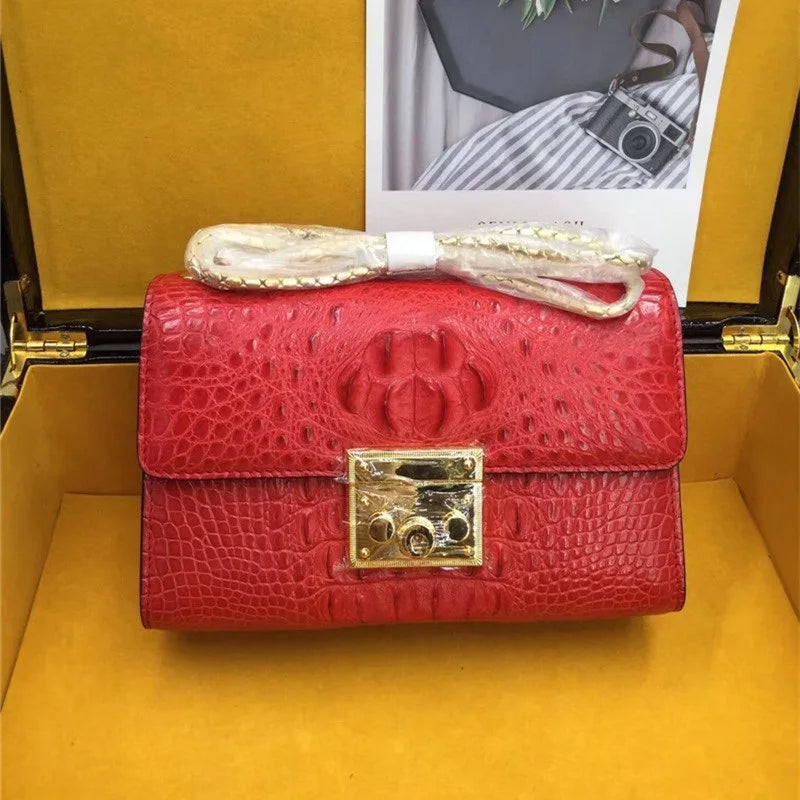 Exotic Crocodile Small Purse | Genuine Alligator Flap Bag | Chain Shoulder - Maison Novaire #