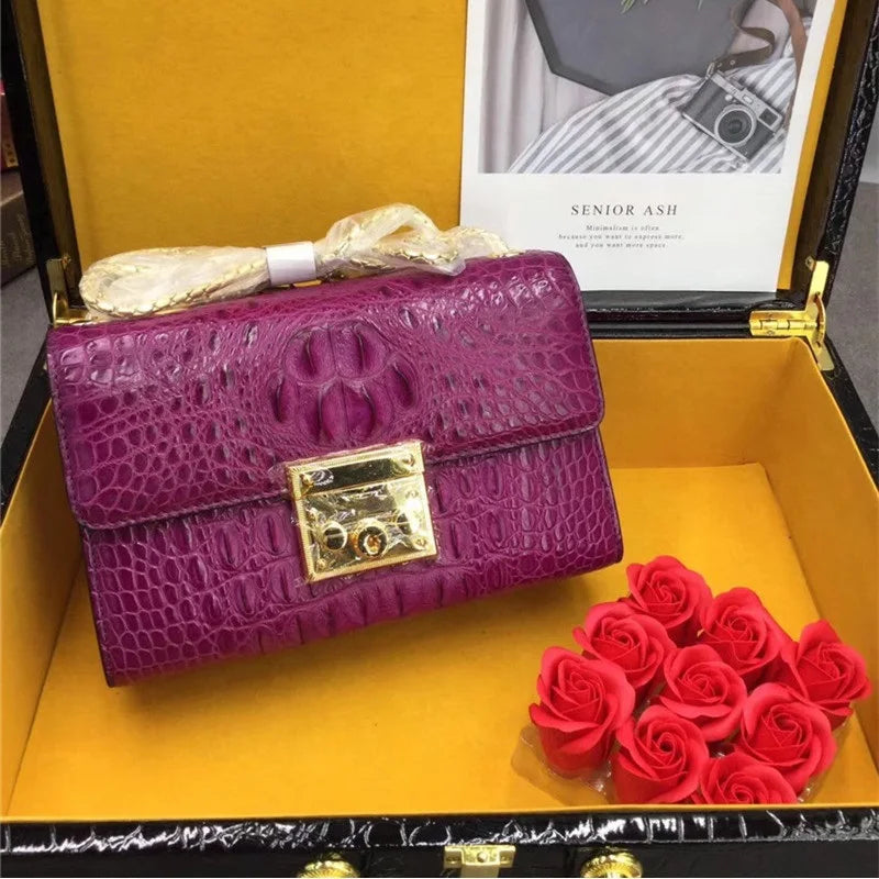 Exotic Crocodile Small Purse | Genuine Alligator Flap Bag | Chain Shoulder - Maison Novaire #