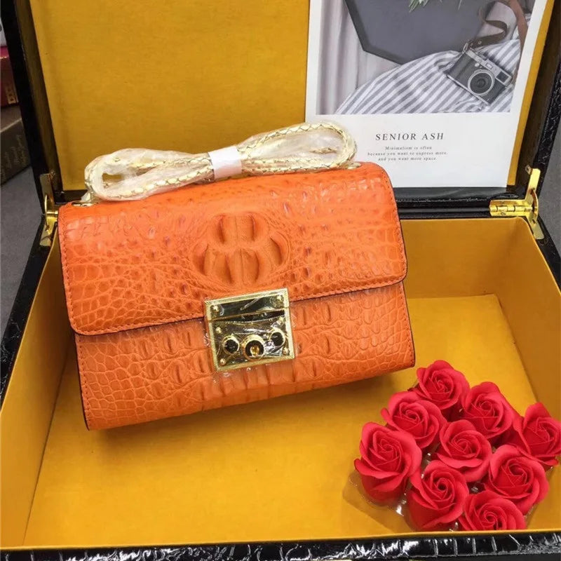 Exotic Crocodile Small Purse | Genuine Alligator Flap Bag | Chain Shoulder - Maison Novaire #