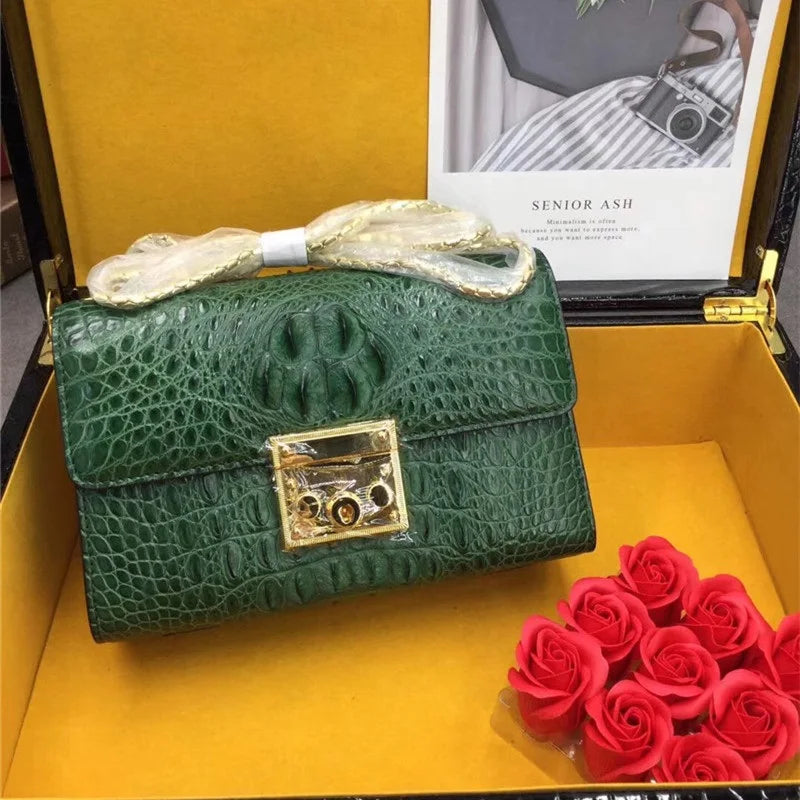 Exotic Crocodile Small Purse | Genuine Alligator Flap Bag | Chain Shoulder - Maison Novaire #