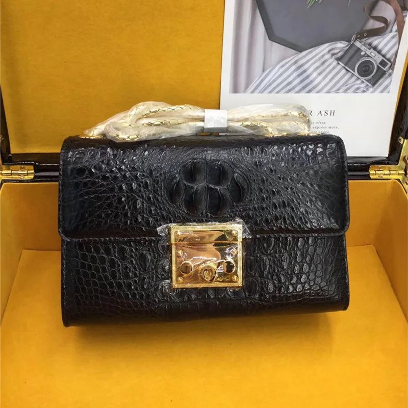 Exotic Crocodile Small Purse | Genuine Alligator Flap Bag | Chain Shoulder - Maison Novaire #