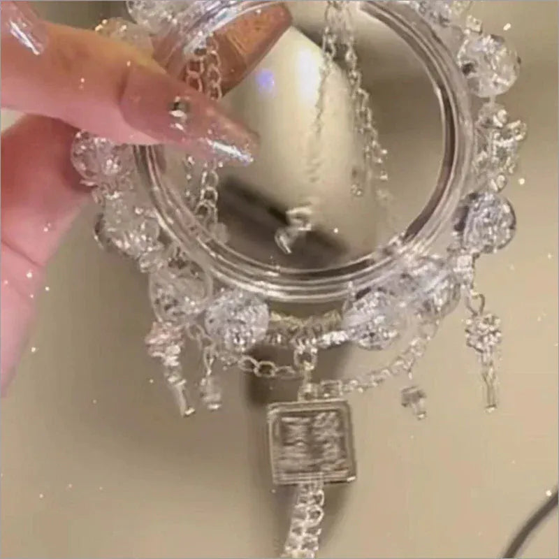 Fantasy Blue Crystal Beads Elastic  Bracelet. - BLAKESTORE-NG