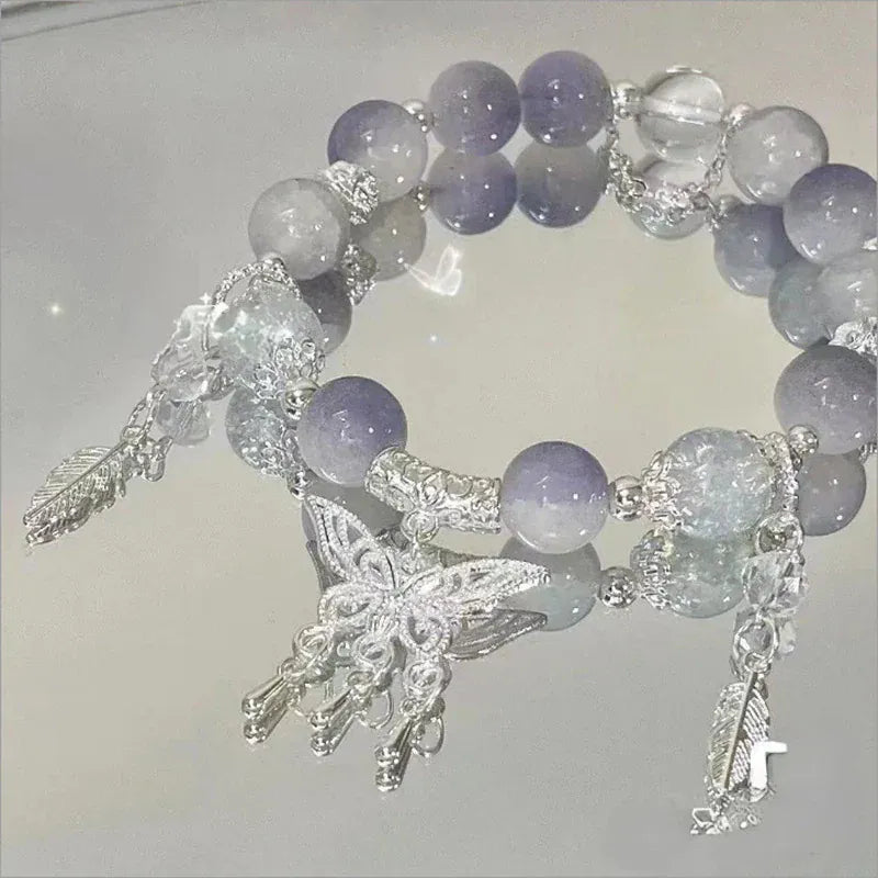 Fantasy Blue Crystal Beads Elastic  Bracelet. - BLAKESTORE-NG