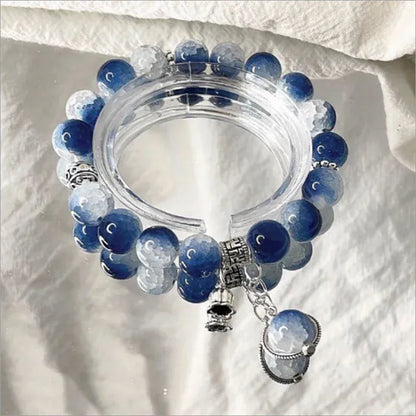Fantasy Blue Crystal Beads Elastic  Bracelet. - BLAKESTORE-NG
