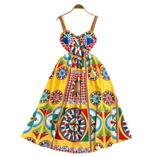 Floral A-Line Dress Women | High Waist Party Attire - Maison Novaire