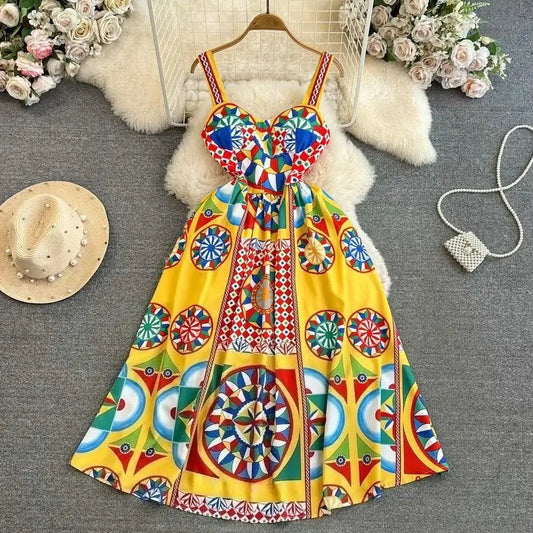Floral A-Line Dress Women | High Waist Party Attire - Maison Novaire