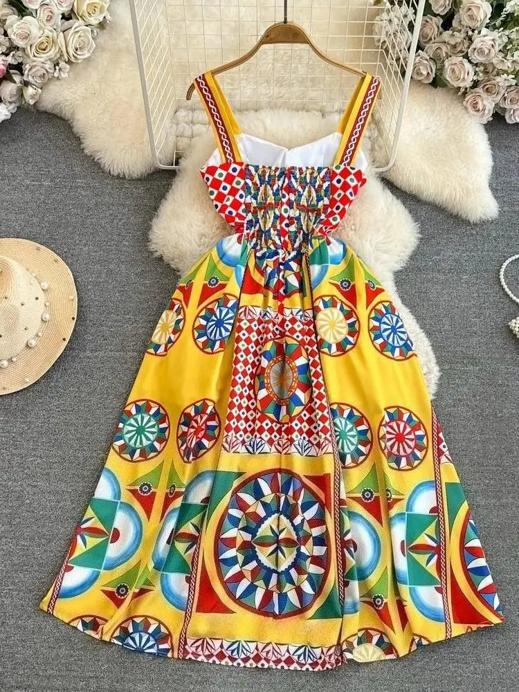 Floral A-Line Dress Women | High Waist Party Attire - Maison Novaire