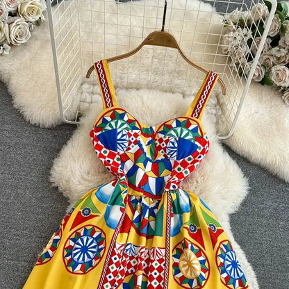 Floral A-Line Dress Women | High Waist Party Attire - Maison Novaire