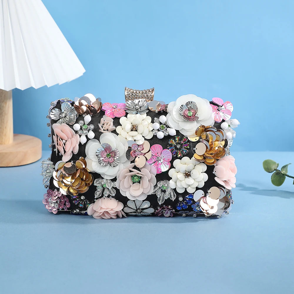 Flowery Evening Clutch Bag. - Maison Novaire #