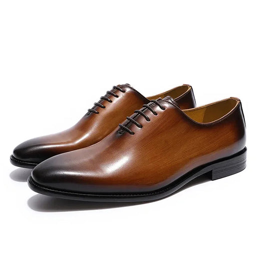 Genuine Cow Leather Men’s Wholecut Oxford Shoes - Maison Novaire