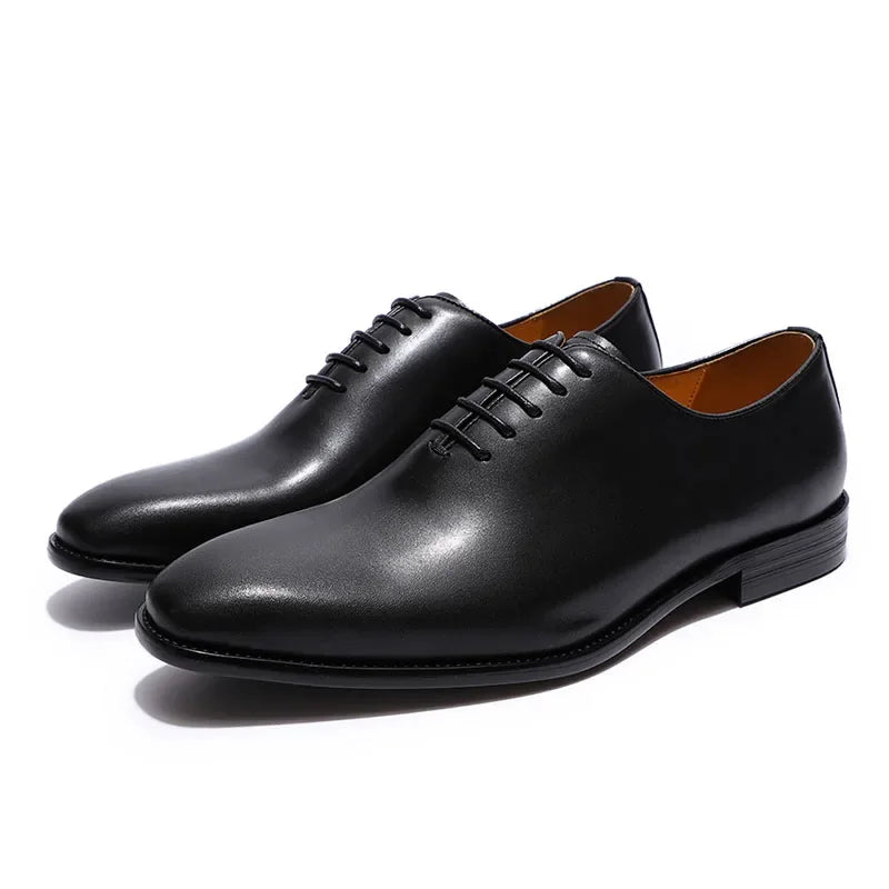Genuine Cow Leather Men’s Wholecut Oxford Shoes | Premium Full-Grain Handcrafted Dress Oxfords for Formal Business Wedding - Maison Novaire #