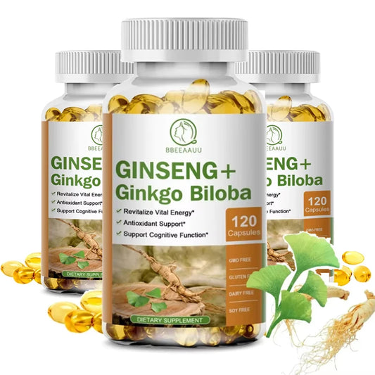 Ginseng Ginkgo Biloba Capsules | Memory Focus Circulation Support - Maison Novaire #