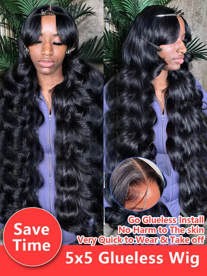 Glueless Wig Human Hair Body Wave Lace Frontal. - Maison Novaire #