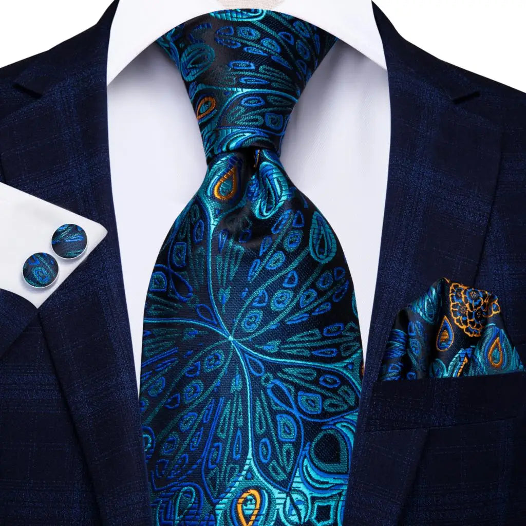 Hi-Tie Black Paisley Silk Tie 8.5cm | 100% Silk Men’s Formal Luxury Necktie for Wedding Business Party