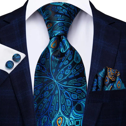 Hi-Tie Black Paisley Silk Tie 8.5cm | 100% Silk Men’s Formal Luxury Necktie for Wedding Business Party