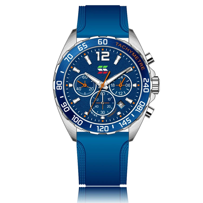 Green Blue Men Watches Sport Chronograph Wrist Watch.