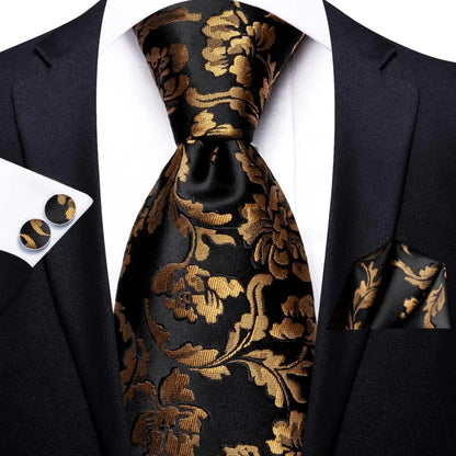Hi-Tie Black Paisley Silk Tie 8.5cm | 100% Silk Men’s Formal Luxury Necktie for Wedding Business Party