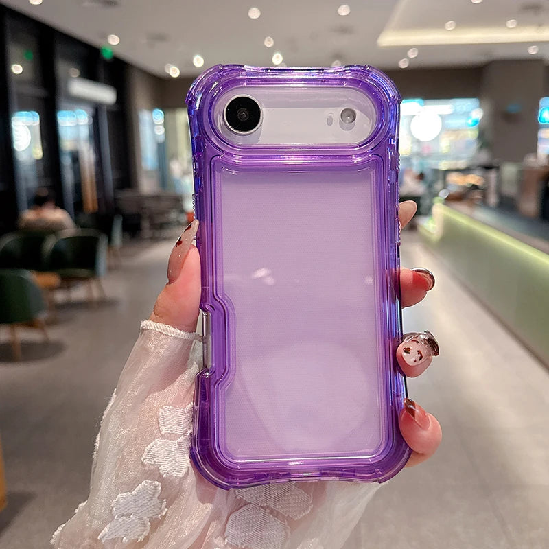 Heavy Duty 3-in-1 Clear Anti-Drop iPhone Case | Shockproof Protective Cover Purple