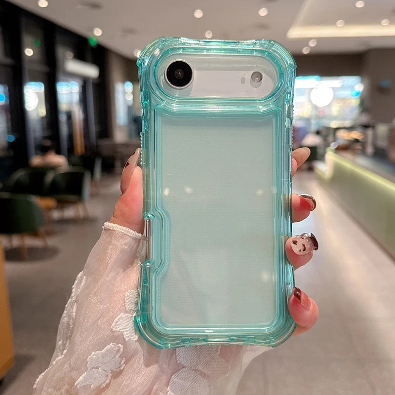 Heavy Duty 3-in-1 Clear Anti-Drop iPhone Case | Shockproof Protective Cover Light Green