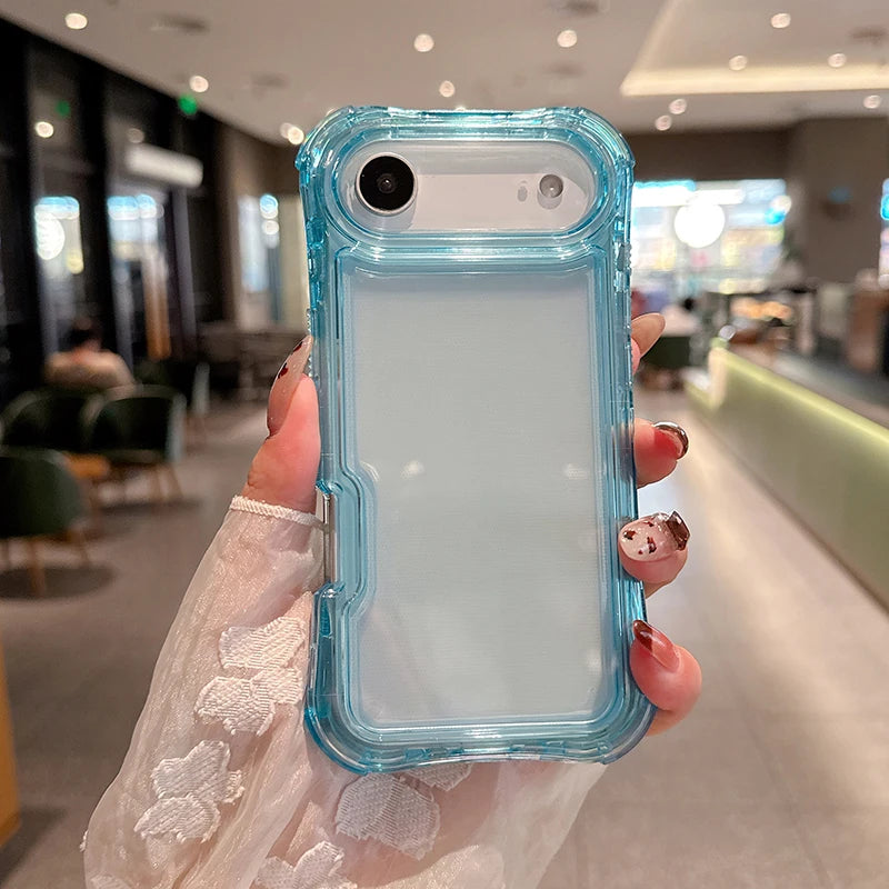 Heavy Duty 3-in-1 Clear Anti-Drop iPhone Case | Shockproof Protective Cover Light Blue