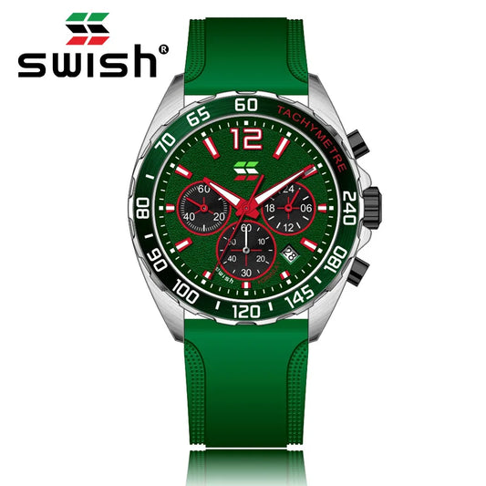 Green Blue Men Watches Sport Chronograph Wrist Watch.