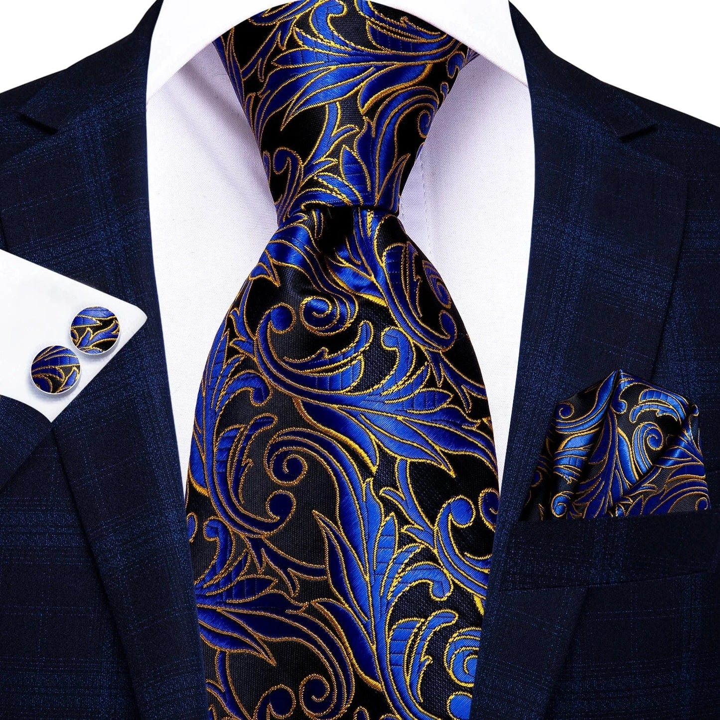 Hi-Tie Black Paisley Silk Tie 8.5cm | 100% Silk Men’s Formal Luxury Necktie for Wedding Business Party - Maison Novaire #