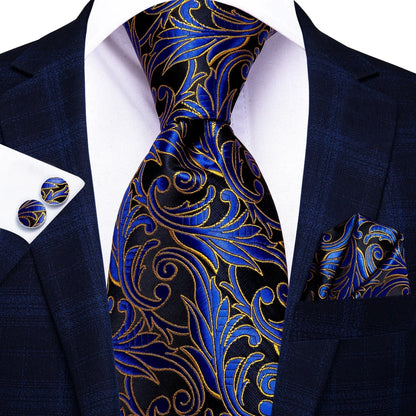 Hi-Tie Black Paisley Silk Tie 8.5cm | 100% Silk Men’s Formal Luxury Necktie for Wedding Business Party - Maison Novaire #