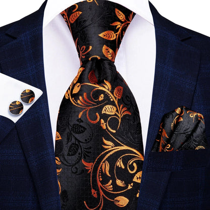 Hi-Tie Black Paisley Silk Tie 8.5cm | 100% Silk Men’s Formal Luxury Necktie for Wedding Business Party - Maison Novaire #