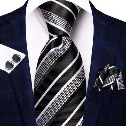 Hi-Tie Black Paisley Silk Tie 8.5cm | 100% Silk Men’s Formal Luxury Necktie for Wedding Business Party - Maison Novaire #