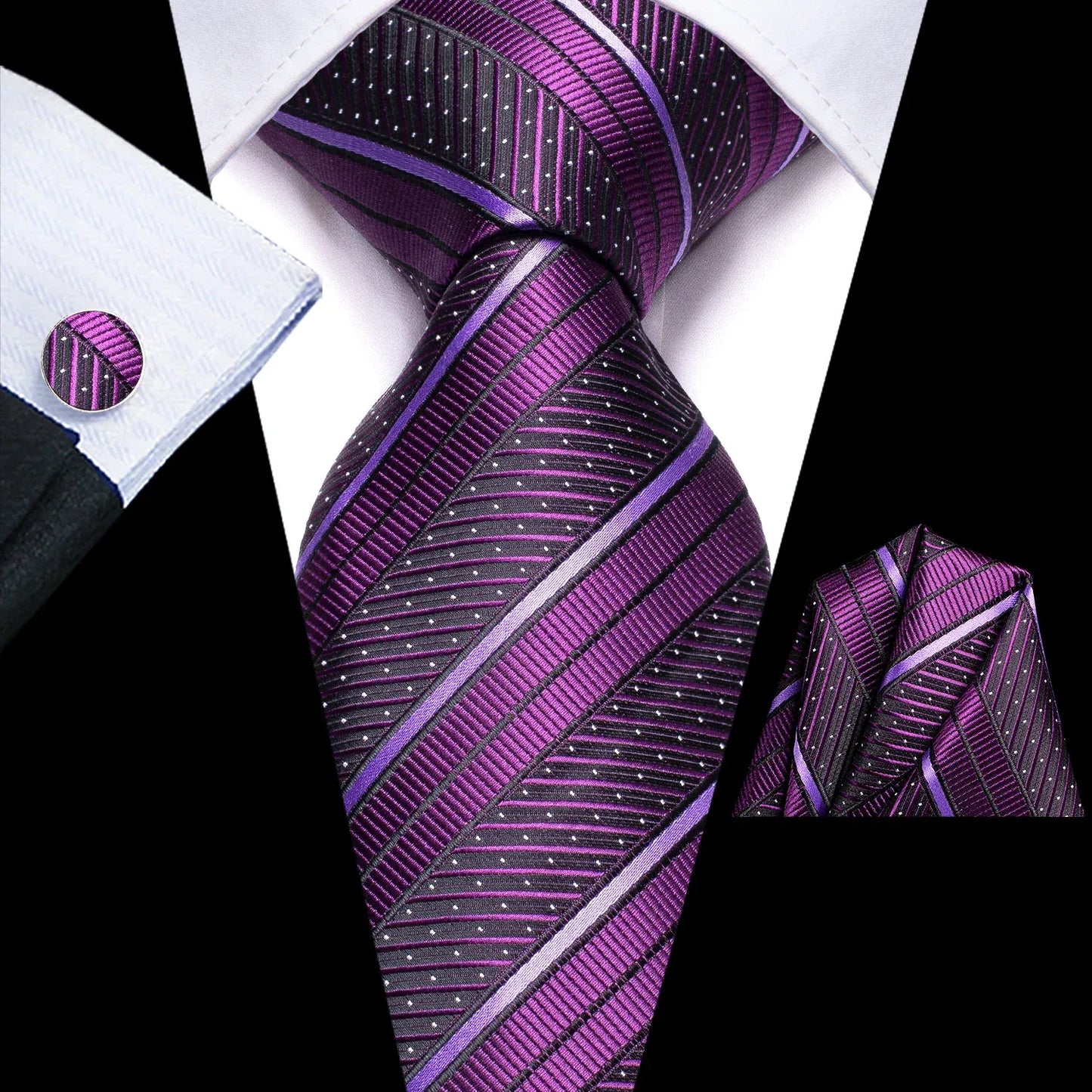 Hi-Tie Black Paisley Silk Tie 8.5cm | 100% Silk Men’s Formal Luxury Necktie for Wedding Business Party - Maison Novaire #