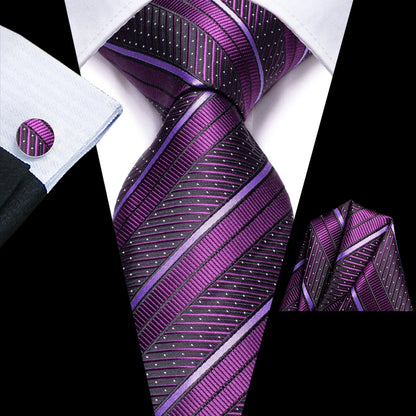 Hi-Tie Black Paisley Silk Tie 8.5cm | 100% Silk Men’s Formal Luxury Necktie for Wedding Business Party - Maison Novaire #