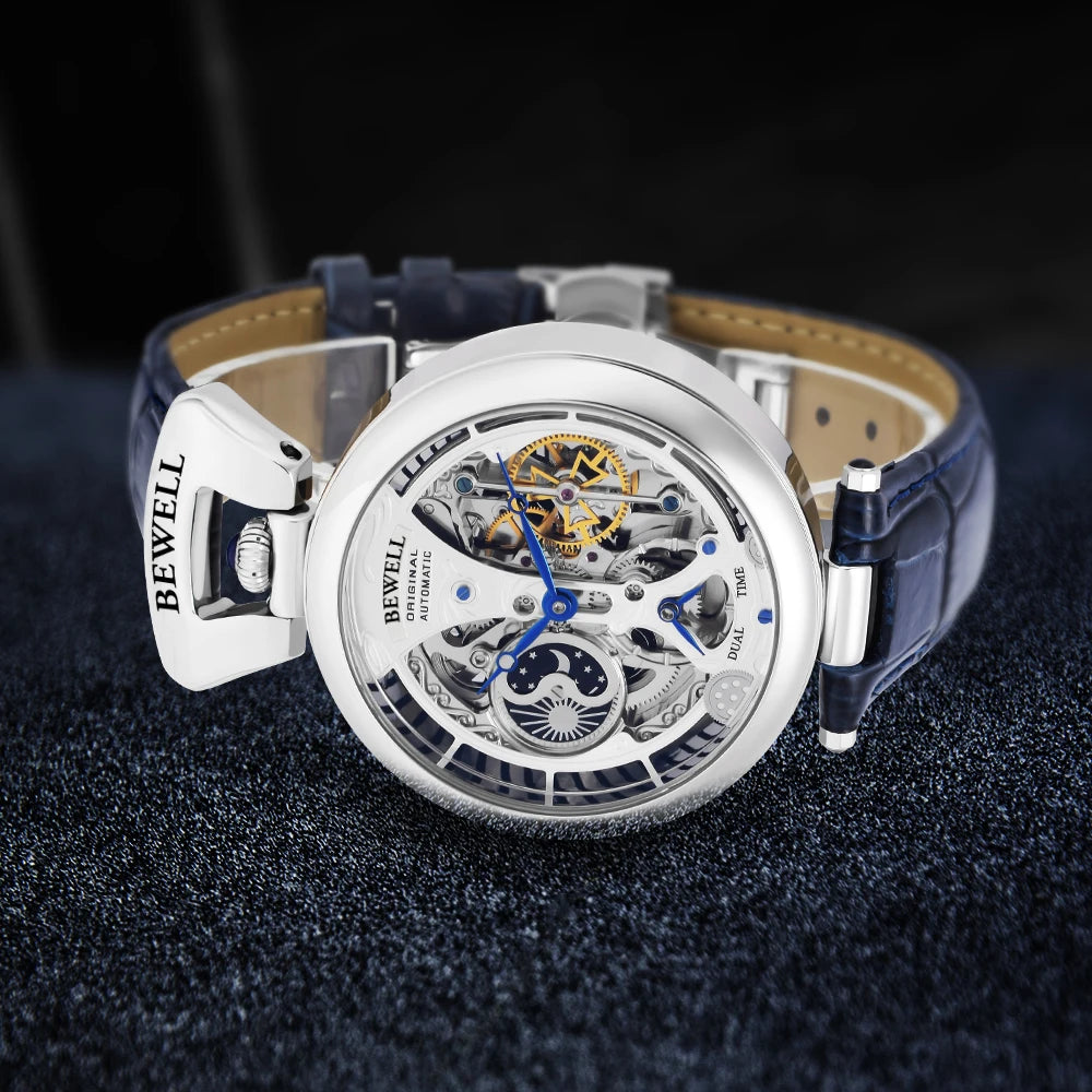 High-End Waterproof Automatic Mechanical Watch | Leather Strap and Transparent Back - Maison Novaire