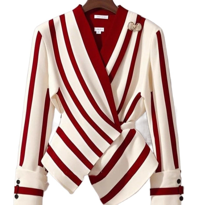 High-end Long-sleeved Striped Shirt - Maison Novaire #