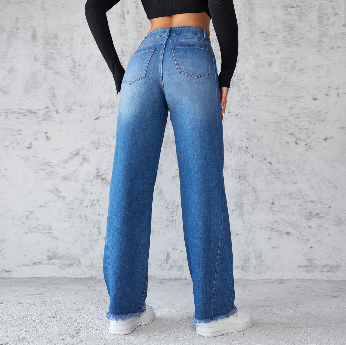 High-waist Non-elastic Wide-Leg Jeans - Maison Novaire #