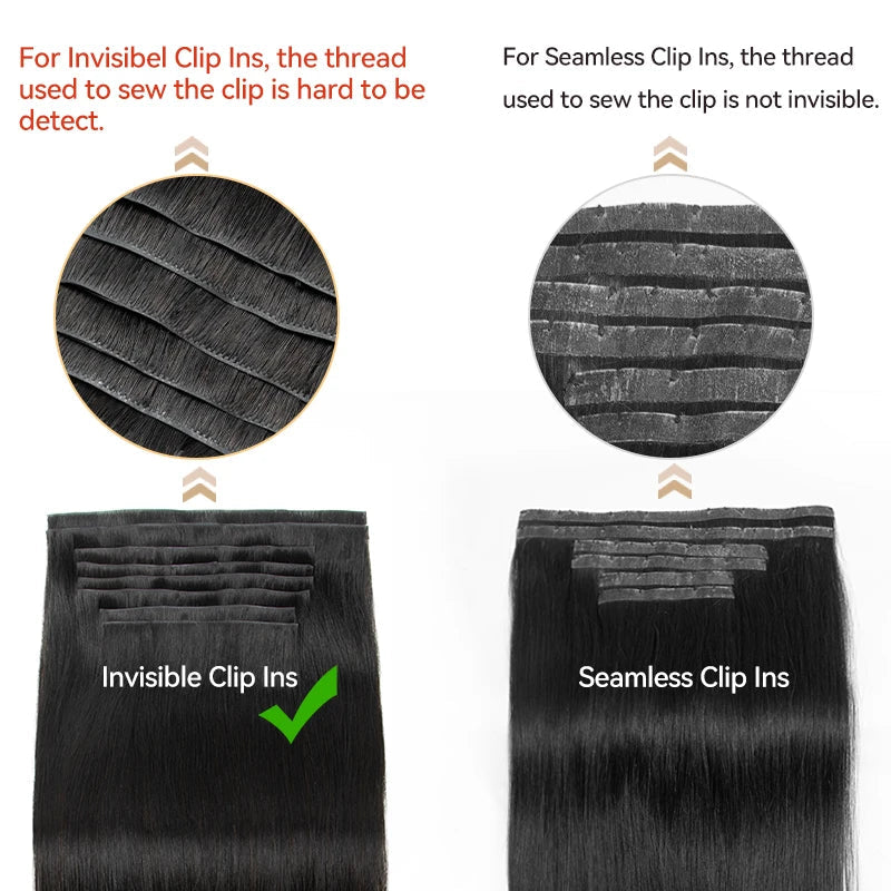 Human Hair Invisible PU Weft Clip. - Maison Novaire #