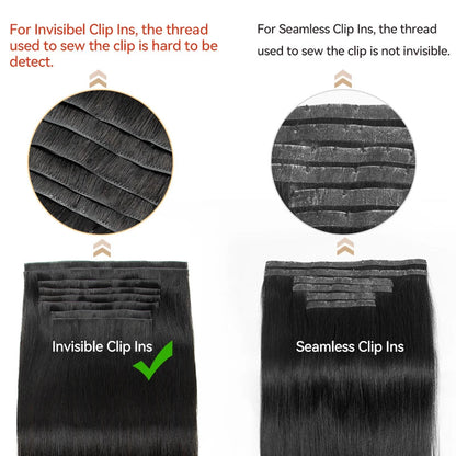 Human Hair Invisible PU Weft Clip. - Maison Novaire #