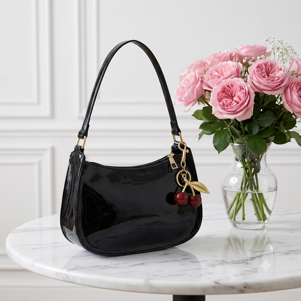 Women’s PU Leather Cherry Pendant Shoulder Bag - Maison Novaire