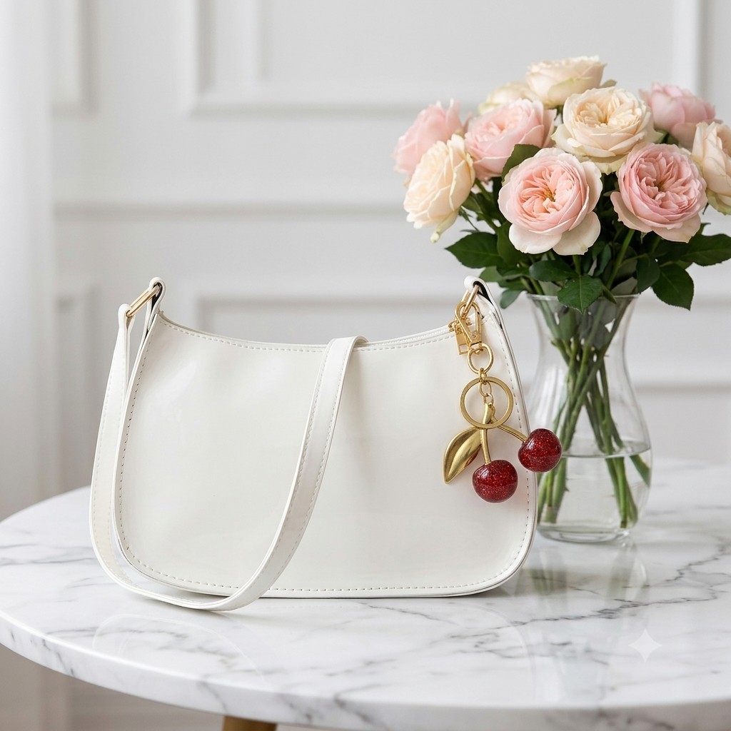 Women’s PU Leather Cherry Pendant Shoulder Bag - Maison Novaire