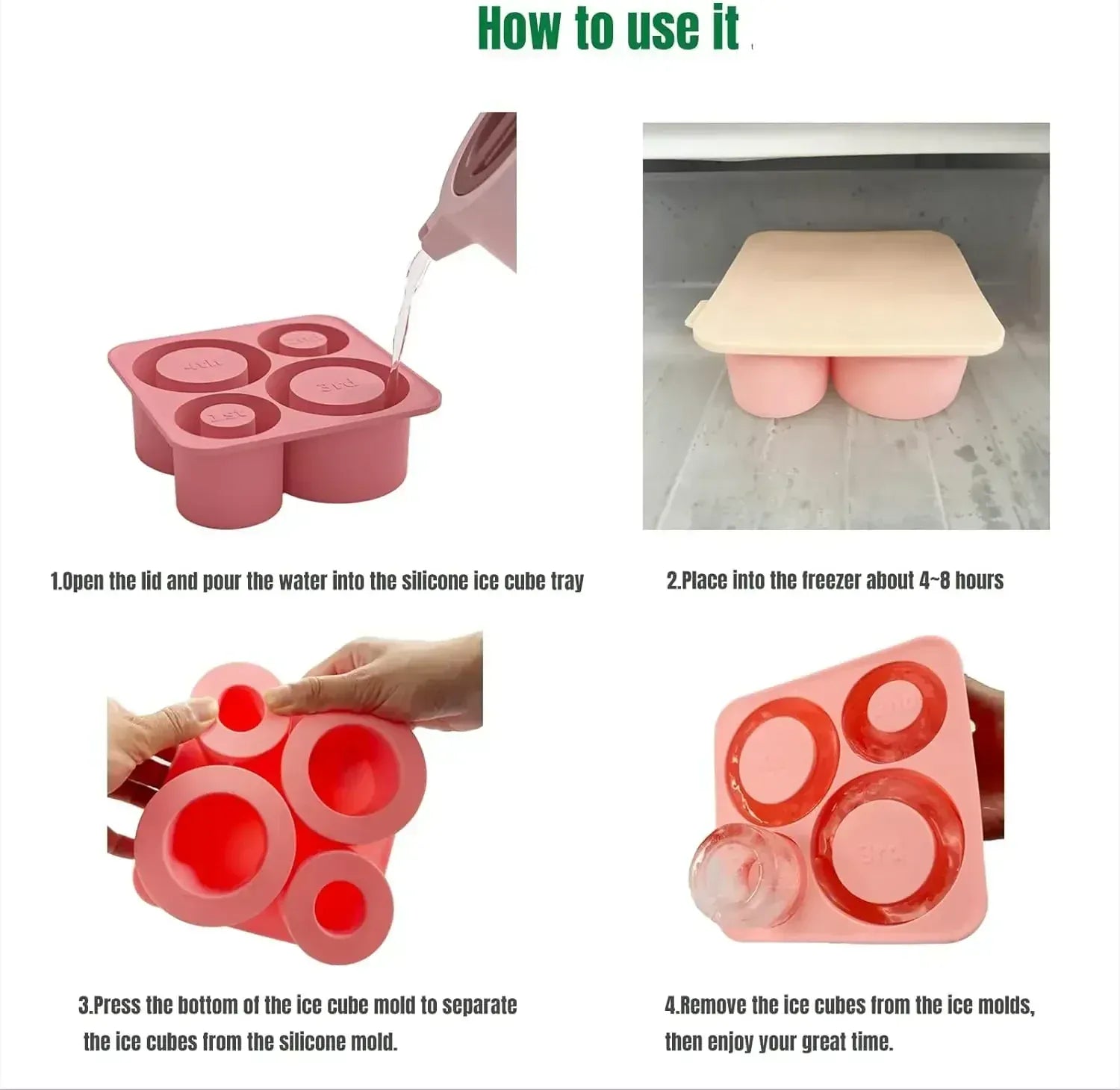 Ice Cube Tray Mold for Tumbler Stanley Cup Silicone Cylinder Ice Cube Maker Mold with Lid For 20oz 30oz 40oz - Maison Novaire #