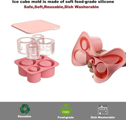 Ice Cube Tray Mold for Tumbler Stanley Cup Silicone Cylinder Ice Cube Maker Mold with Lid For 20oz 30oz 40oz - Maison Novaire #