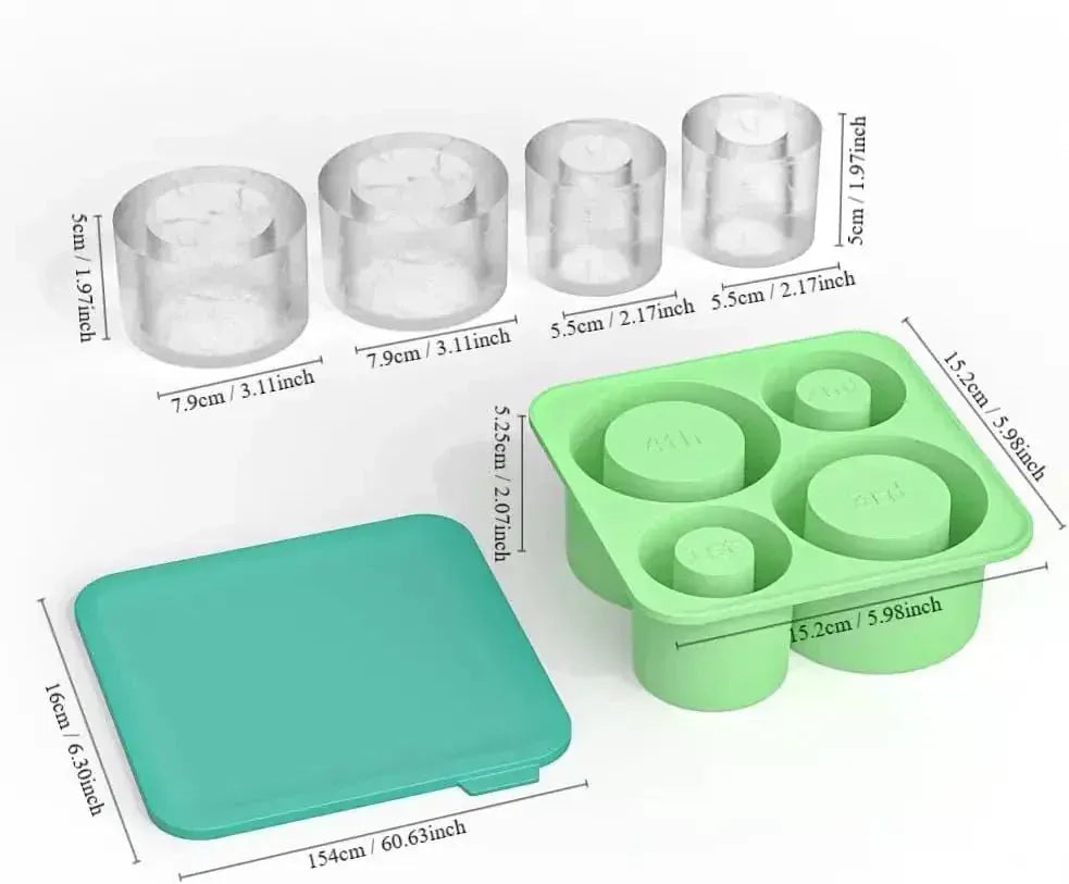 Ice Cube Tray Mold for Tumbler Stanley Cup Silicone Cylinder Ice Cube Maker Mold with Lid For 20oz 30oz 40oz - Maison Novaire #