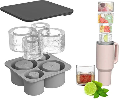 Ice Cube Tray Mold for Tumbler Stanley Cup Silicone Cylinder Ice Cube Maker Mold with Lid For 20oz 30oz 40oz - Maison Novaire #